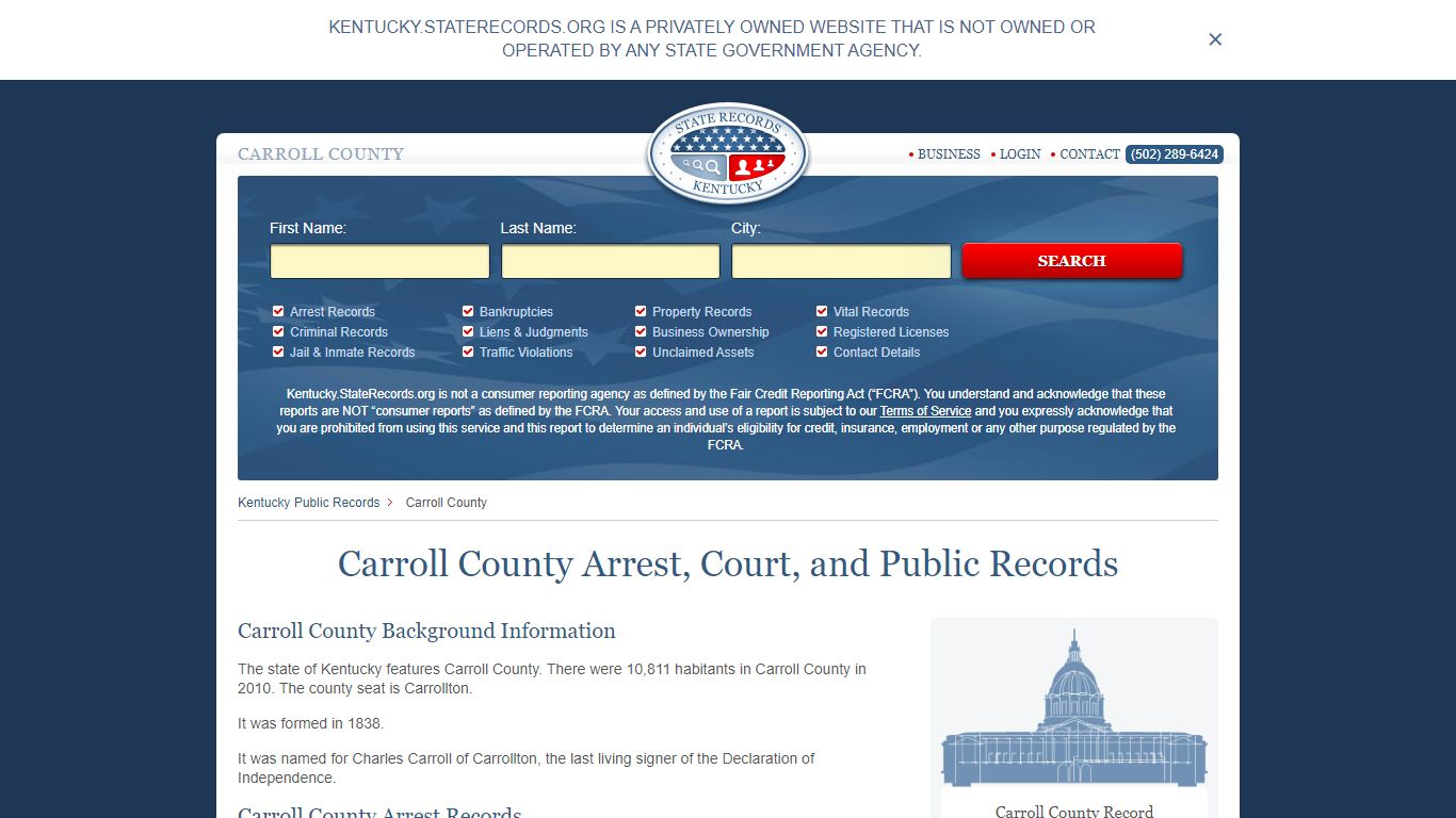 Carroll County Arrest, Court, and Public Records